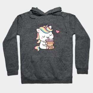 Cute Unicorn Loves Boba Tea Hoodie